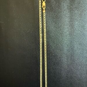 14K gold-plated, flat-link, diamond-cut Cuban, .925 silver, Italian made